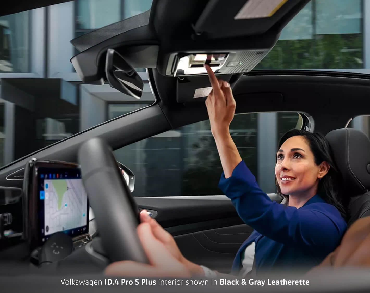 Passenger using the features inside the Volkswagen ID.4 Pro S Plus